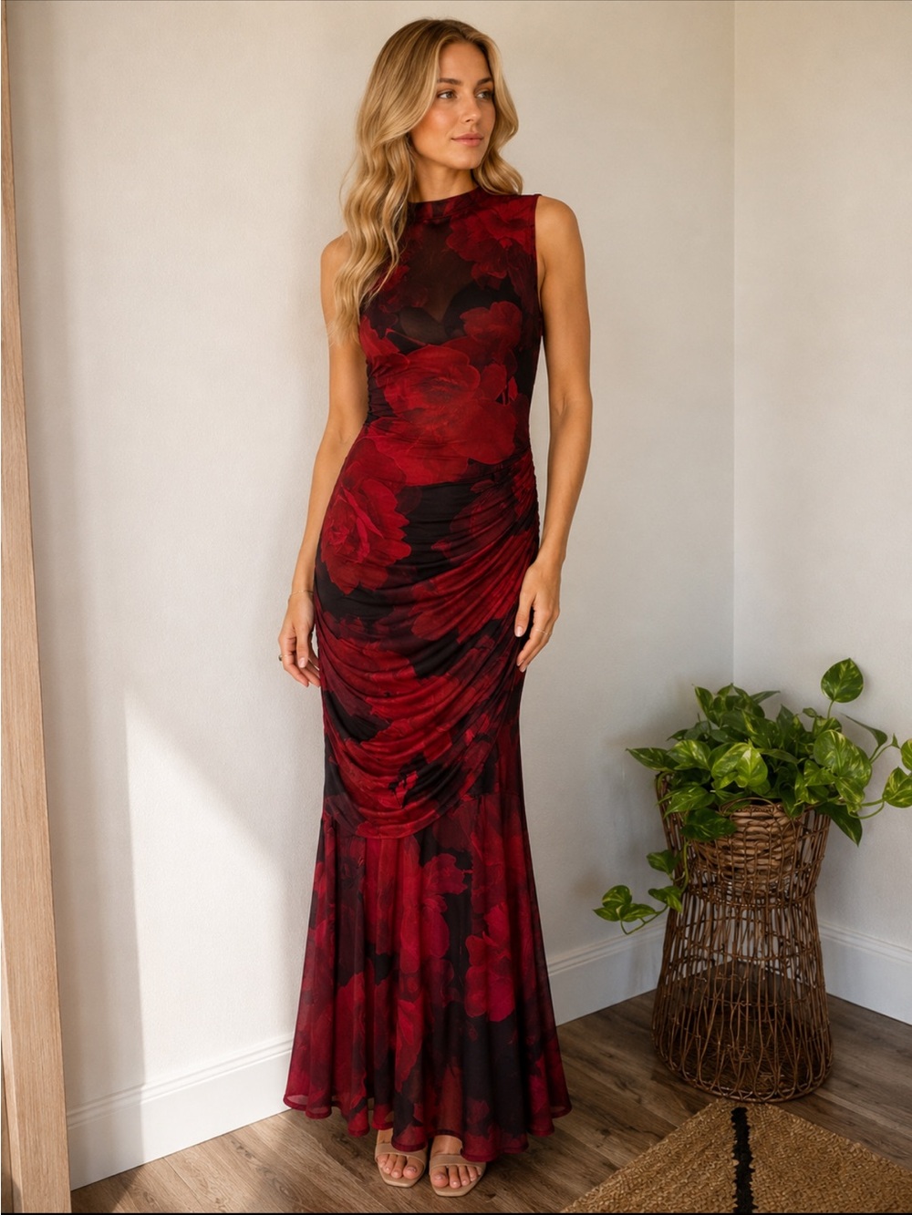 NWT ✧❤️ Sincerely Jules ❤️✧ Ruched Floral Orchid Maxi Dress M